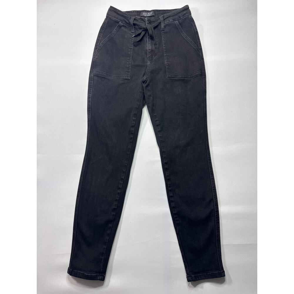 Judy Blue Women's Drawstring Skinny Fit Black Jeans - Size 5/27 (26x29.5)